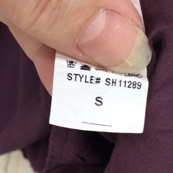 Purple Mustard Seed Long Sleeve Keyhole Mini Dress S 100% Rayon Boho Chic Style - Picture 5 of 10